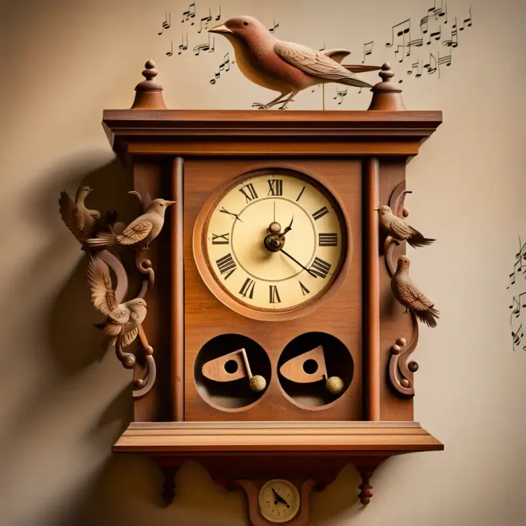 Visual representation of "cuckoo" - A type of clock, especially a wall clock that sounds the hours with a sound like a cuckoo bird.