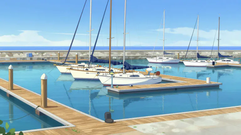 Visual representation of "marina" - A place near the sea, lake or river where boats can be kept.