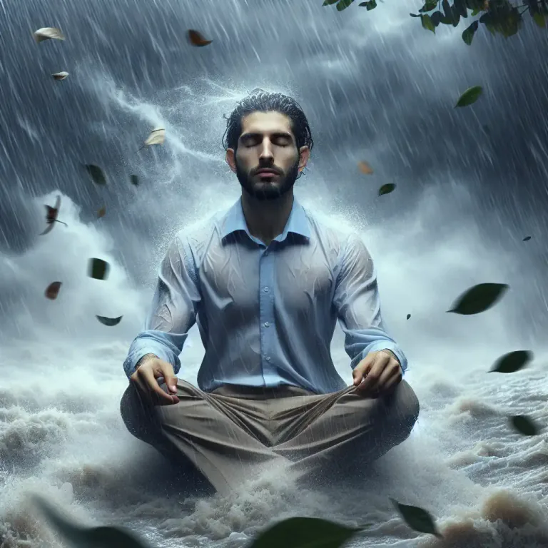 Visual representation of "stoicism" - A way of thinking and behaving that is based on accepting what must be and not allowing yourself to be controlled by feelings or wants.