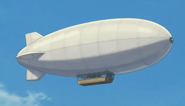 Visual representation of "airship" - A large aircraft that can fly in the sky by filling itself with hot air or gas.