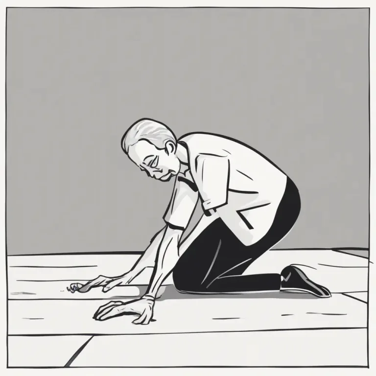 Visual representation of "on all fours" - In a crawling position with hands and knees on the ground.