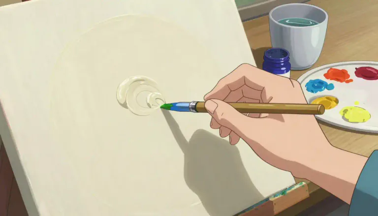 Visual representation of "gouache" - A type of paint that is opaque and uses water and gum as a binder.