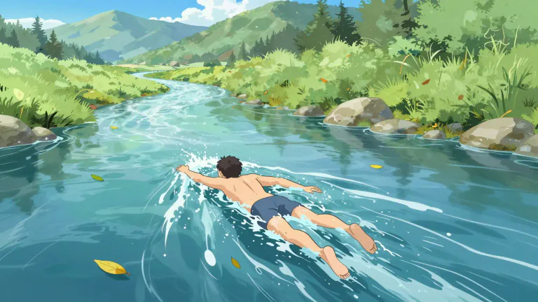 Visual representation of "upstream" - Happening or situated closer to the source in a process or system