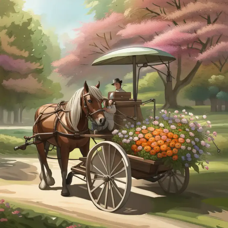 Visual representation of "cutter" - A horse trained to pull a light, two-wheeled carriage known as a 'cutting cart' or 'cutter'.