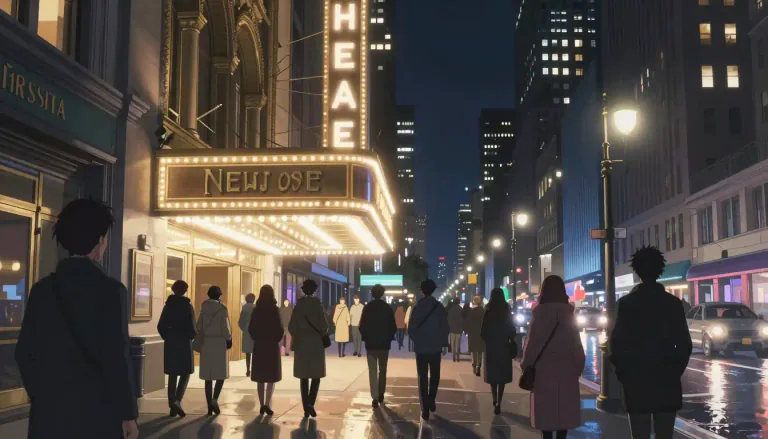 Visual representation of "broadway" - Broadway is a famous street in New York City known for its many theaters where plays and musicals are performed.