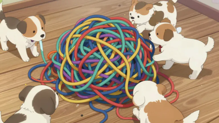 Visual representation of "tangle" - Twist together into a confusing mass