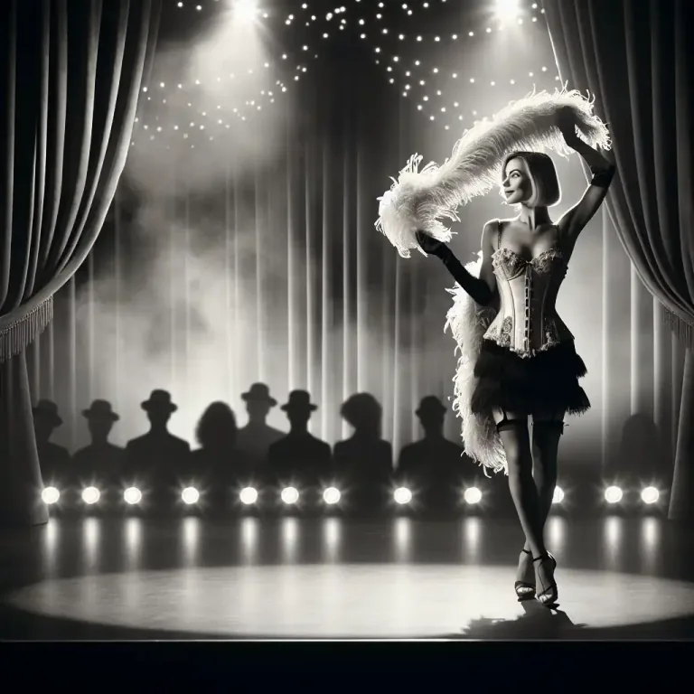 Visual representation of "striptease" - An act of removing clothes in a sensual way as a form of entertainment.