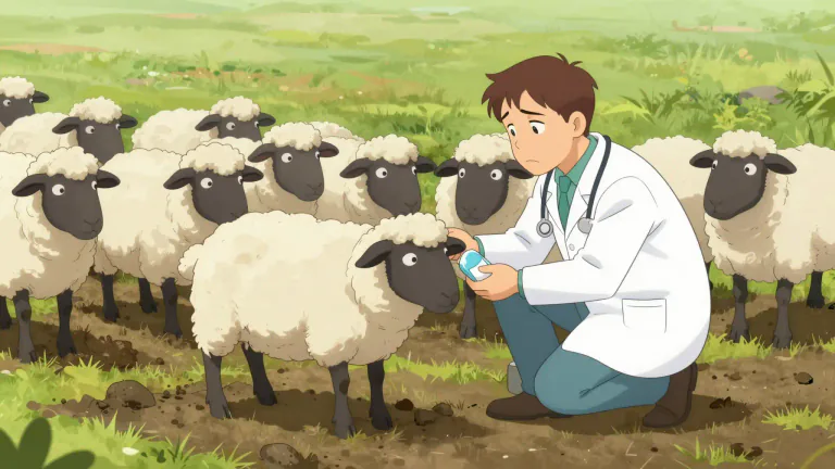 Visual representation of "flux" - A serious disease in farm animals, especially sheep, that cause diarrhea.