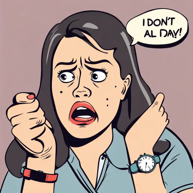 Visual representation of "not have all day" - To be in a hurry or not have much time.