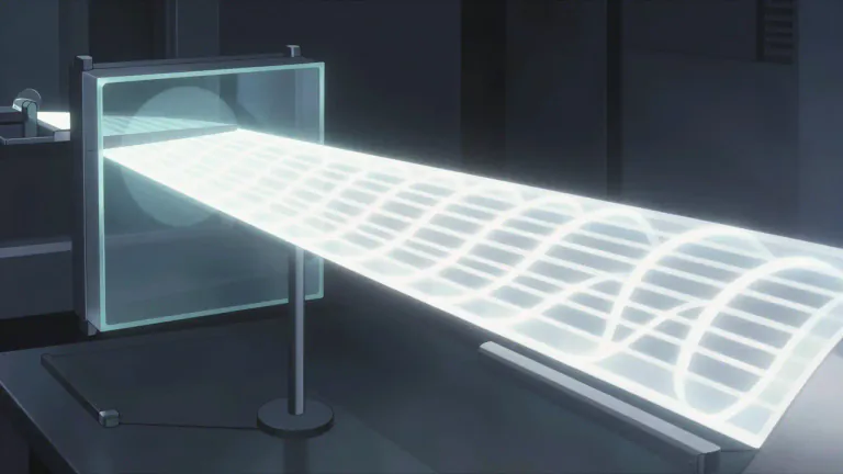 Visual representation of "polarised" - Relating to light waves that vibrate in parallel planes.