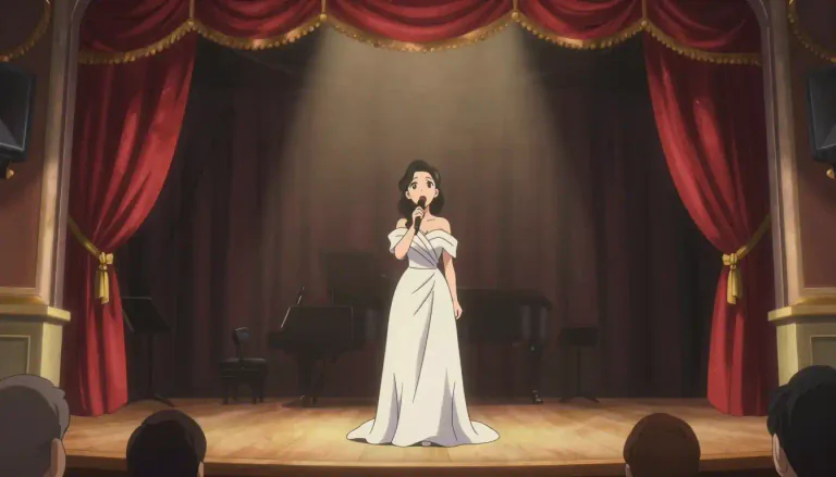 Visual representation of "aria" - A song that is part of an opera or a concert which is sung by a single voice.