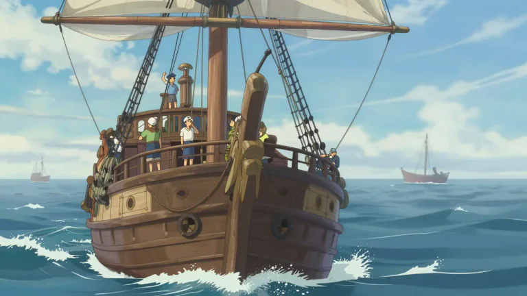 Visual representation of "forecastle" - The part of a ship's upper deck that is at the front, or bow.