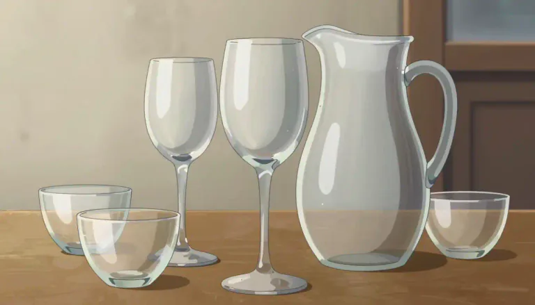 Visual representation of "glassware" - Objects that are made of glass, especially those that you can use to drink from or for serving food.