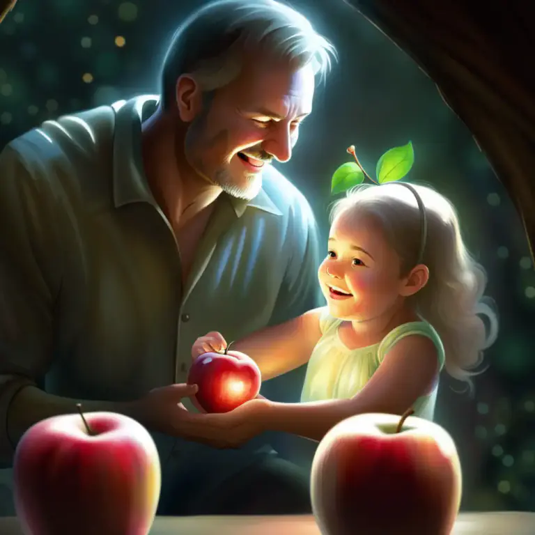 Visual representation of "the apple of somebody’s eye" - Someone's favorite person, something very valuable or cherished