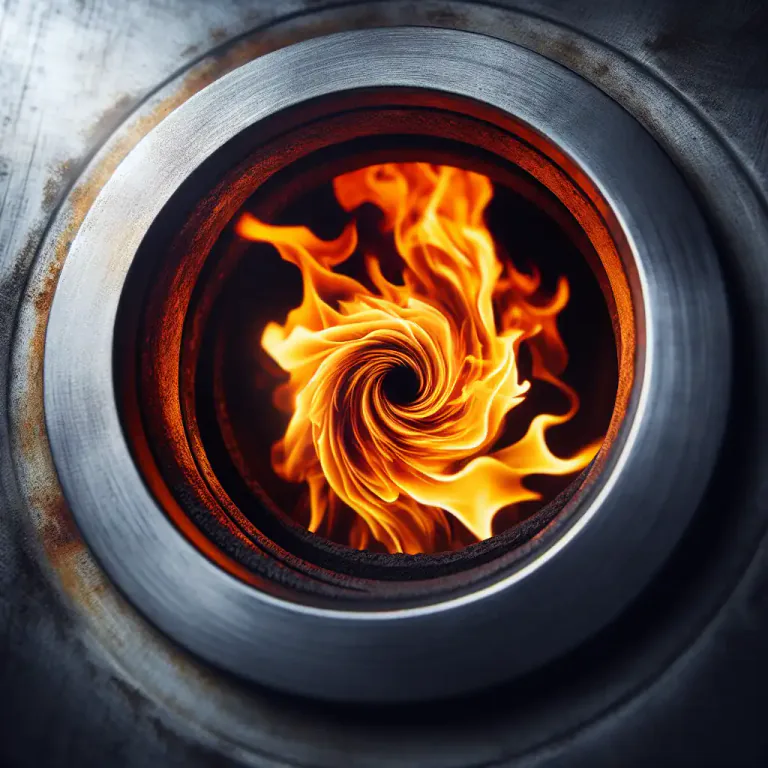 Visual representation of "eye" - The small hole in a stove or furnace for viewing or adjusting the fire.