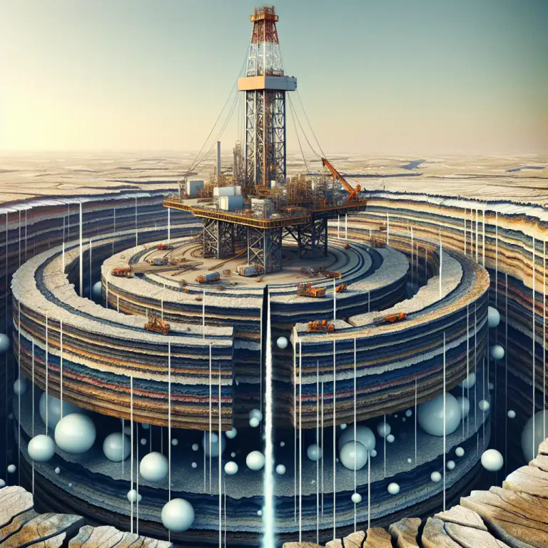 Visual representation of "shale" - An source of oil or gas, trapped in the layers of shale rock.