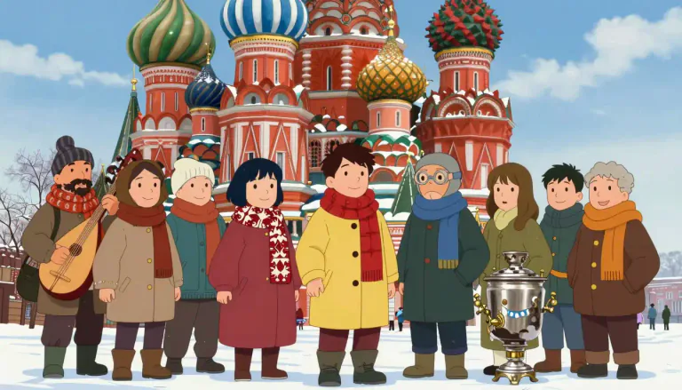 Visual representation of "russian" - Relating to Russia, its people, language, or culture.