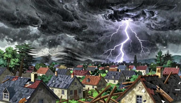 Visual representation of "tempest" - A storm that is very violent and destructive.