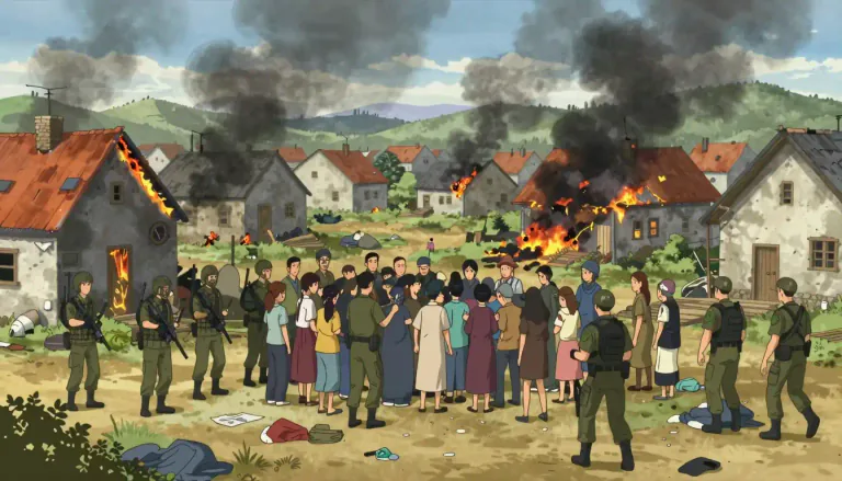 Visual representation of "genocidal" - Relating to or involving the deliberate killing of a large group of people of a particular nationality or ethnic group