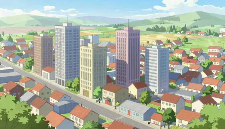 Visual representation of "outskirts" - The outer parts of a town or city
