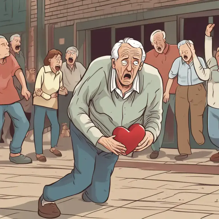 Visual representation of "keel over" - To die suddenly, especially from heart problems