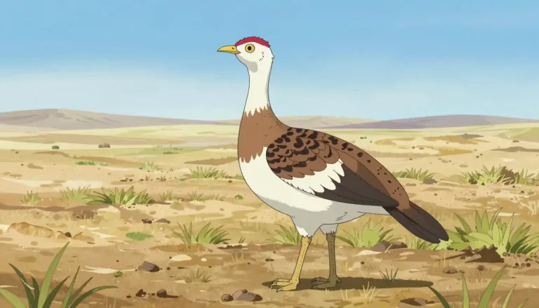 Visual representation of "bustard" - A large bird that is usually found in open landscapes like fields and deserts.