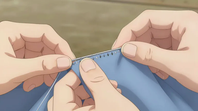 Visual representation of "stitch" - A line of thread that is made in sewing something.