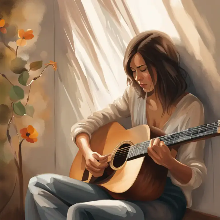 Visual representation of "pluck at" - To play a musical instrument, especially those with strings, by pulling and releasing the strings