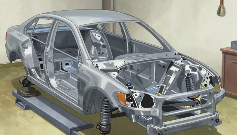 Visual representation of "chassis" - The frame of a car or other vehicle