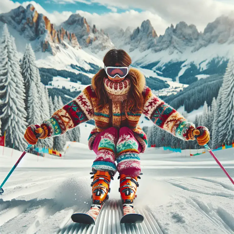 Visual representation of "snowplough" - A skiing technique where the tips of the skis are turned inwards and the tails are spread wide, often used by beginners to control speed or stop.