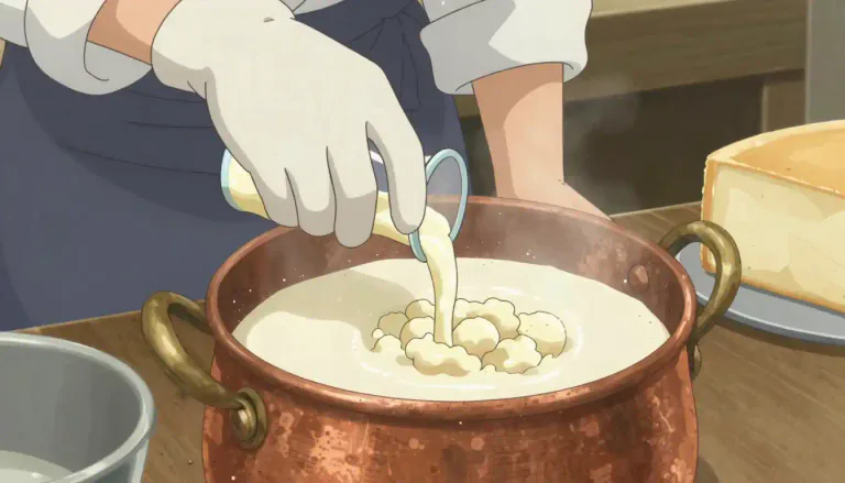 Visual representation of "rennet" - A substance that is used in making cheese to cause the milk to become solid.