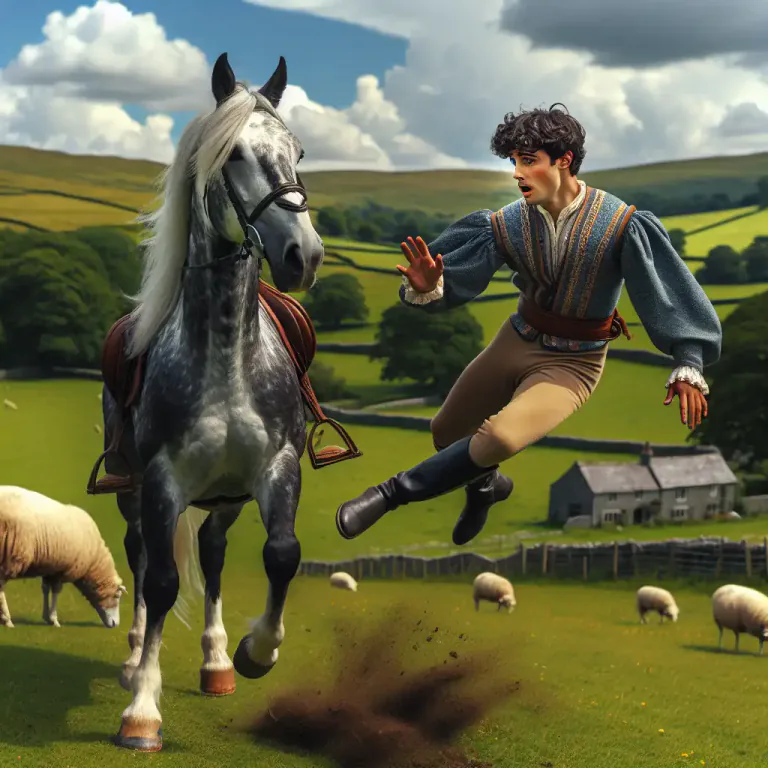 Visual representation of "unsaddle" - To cause to fall or be dismounted
