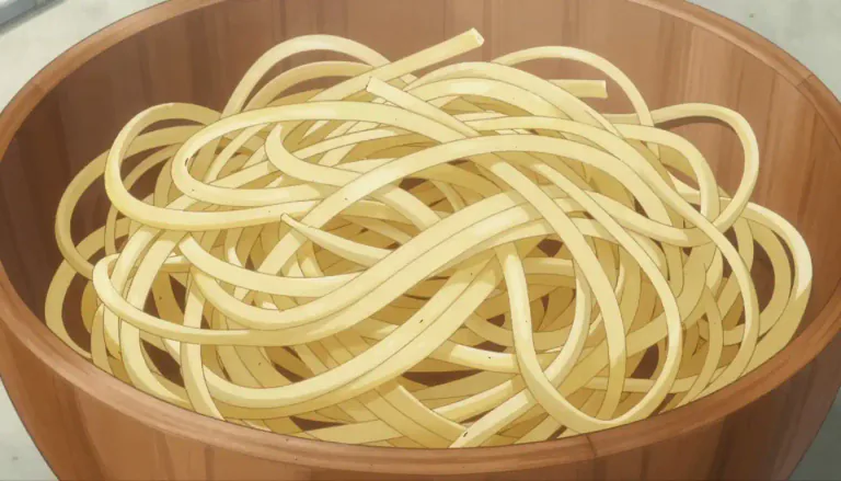 Visual representation of "vermicelli" - A type of pasta that is very thin, like long pieces of string.