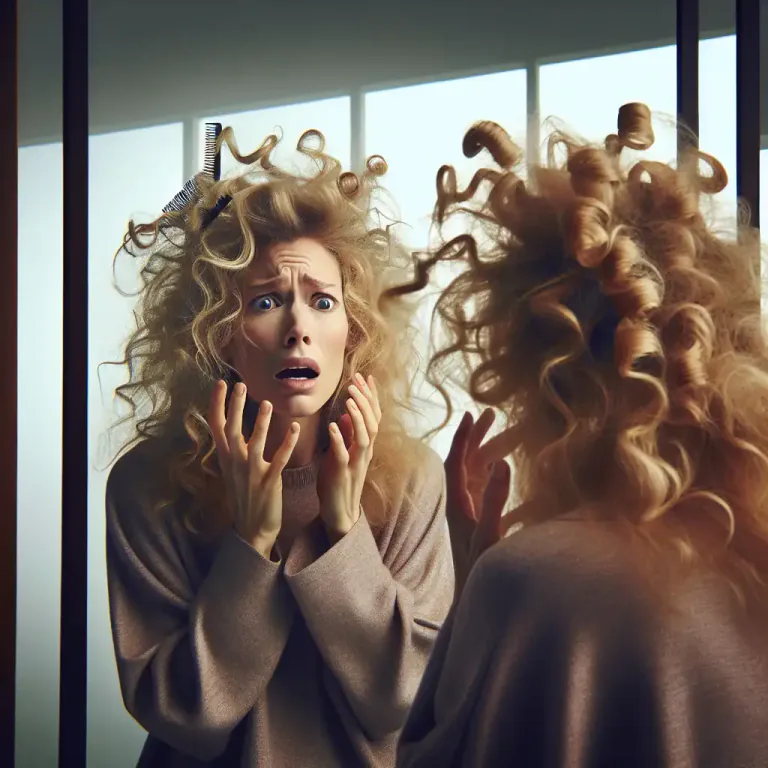 Visual representation of "frizz" - Messy, uncontrolled, tightly curled hair