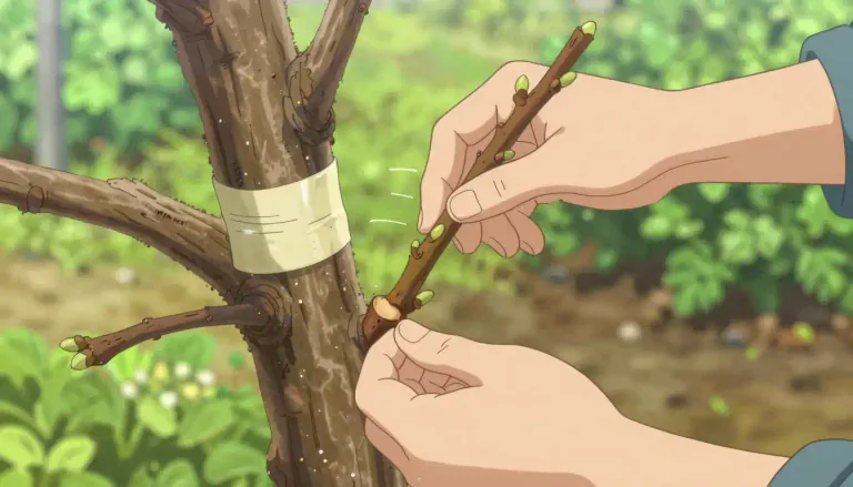 Visual representation of "graft" - The act of taking and inserting a part of one plant into another to make a new one.