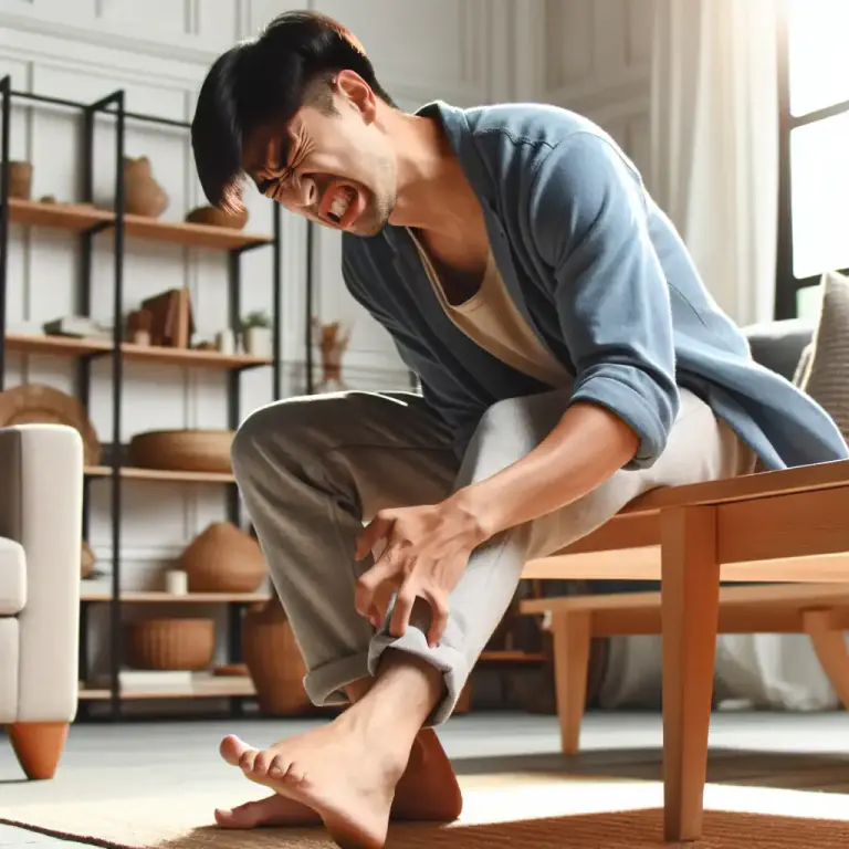 Visual representation of "stub" - To accidentally hit your toe against something.