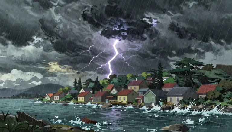 Visual representation of "storm" - A severe weather condition with a lot of wind, rain, or snow