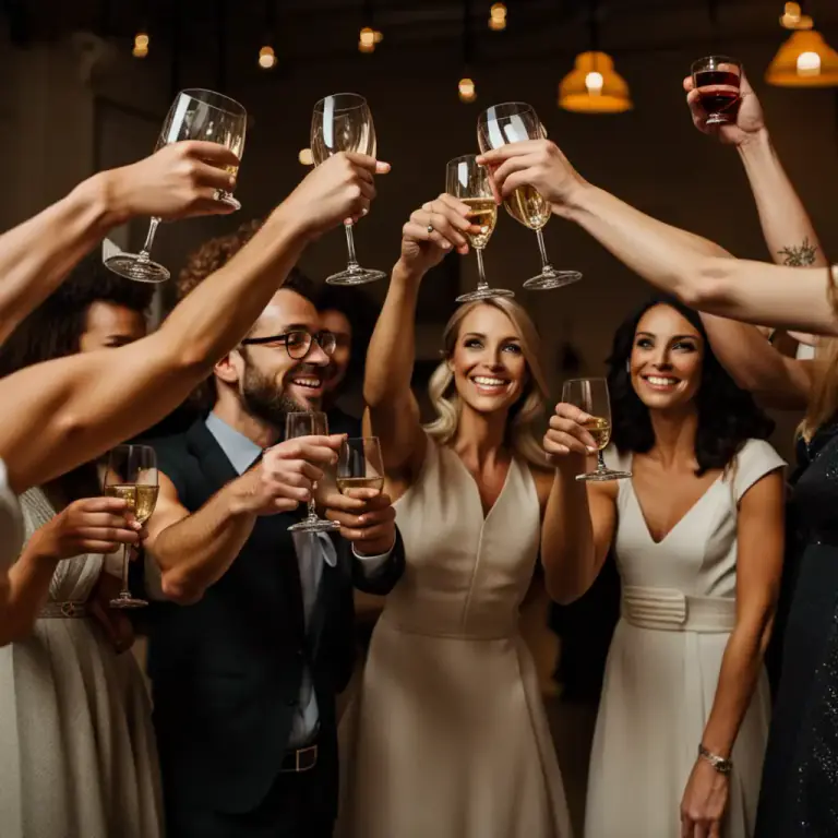 Visual representation of "toast" - A message that people say before drinking together