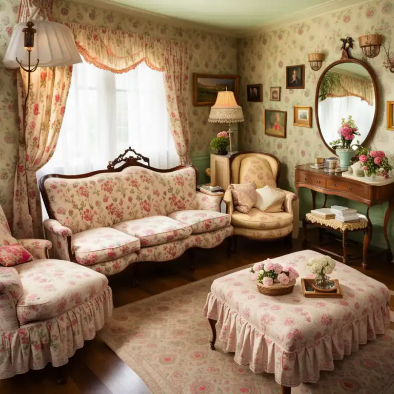 Visual representation of "chintz" - Furniture or decoration covered with chintz