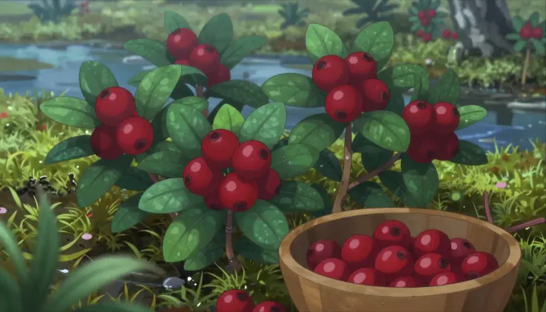 Visual representation of "lingonberry" - A small red berry that grows in acidic bogs, commonly found in northern Europe and North America, often used in cooking and preserves.