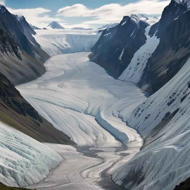 Visual representation of "glaciation" - The carving of the Earth’s surface by glaciers.