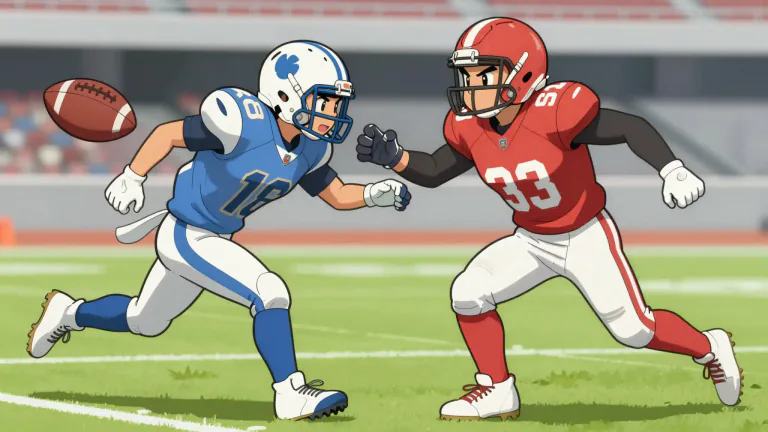 Visual representation of "cornerback" - A defensive player position in American and Canadian football, whose main job is to cover the wide receivers of the opposing team and prevent them from catching the ball.
