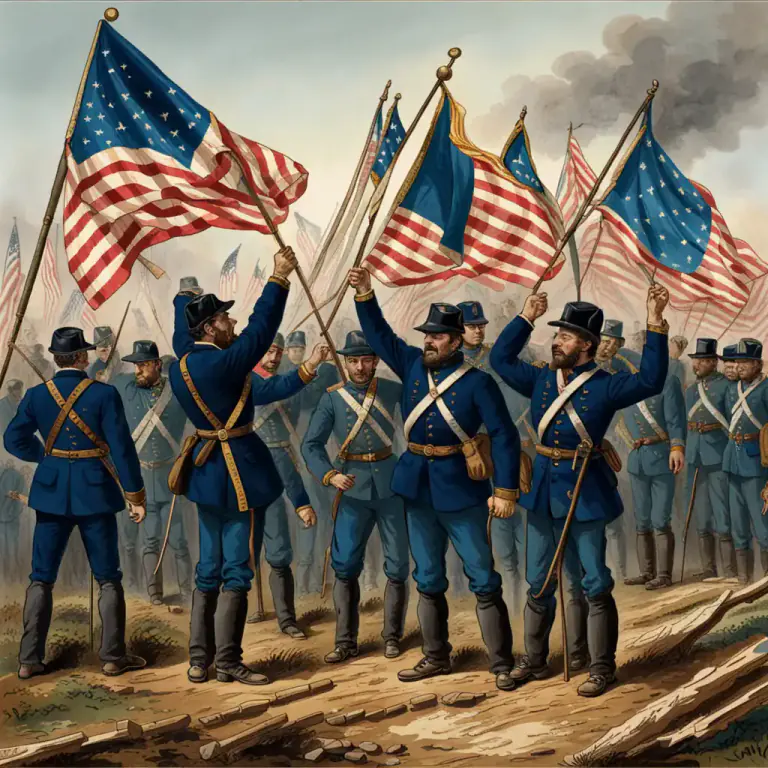 Visual representation of "the boys in blue" - Refers to the Union Army during the American Civil War.