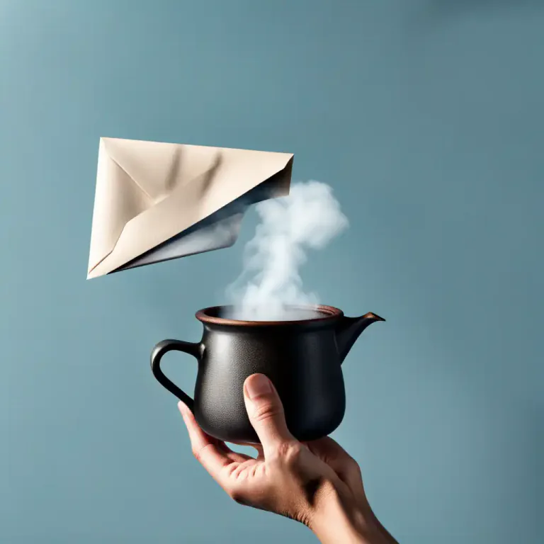 Visual representation of "steam open" - To open an envelope by using steam so as not to damage or leave a trace.