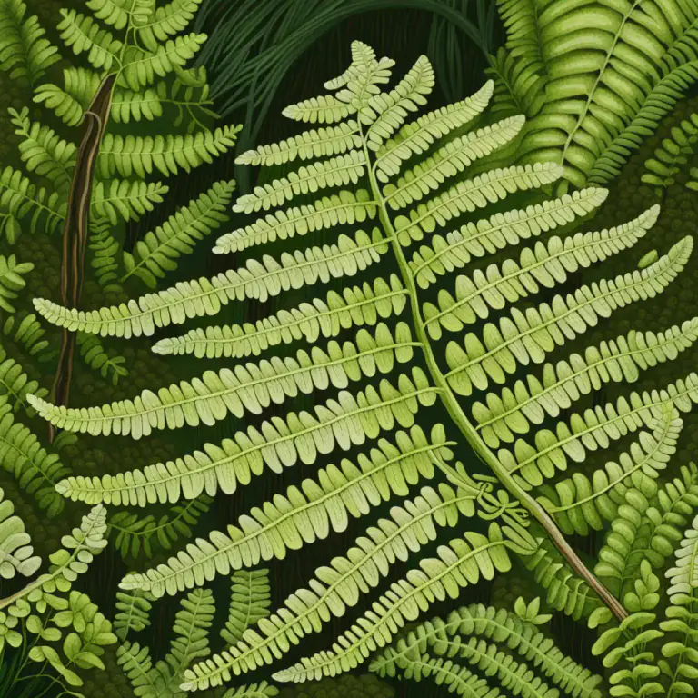 Visual representation of "maidenhair" - A type of fern with delicate, hair-like stems and very small leaves.