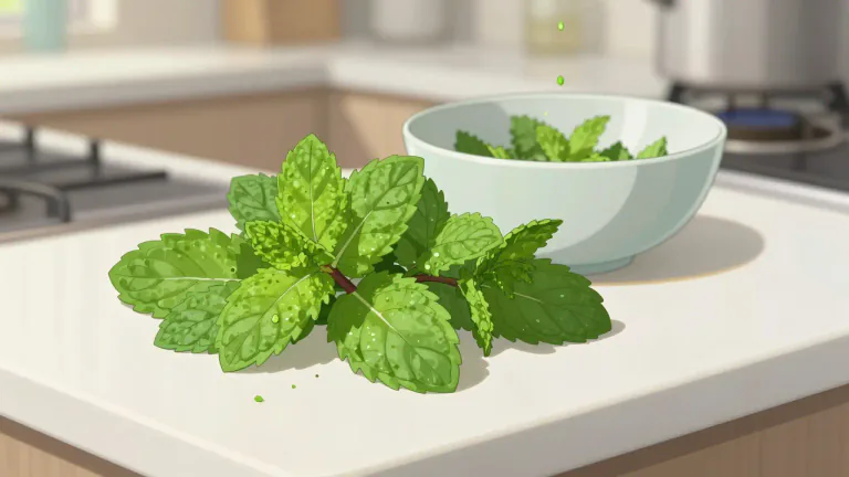 Visual representation of "mint" - A type of plant that has a strong fresh smell and taste and is used in cooking and in products such as toothpaste