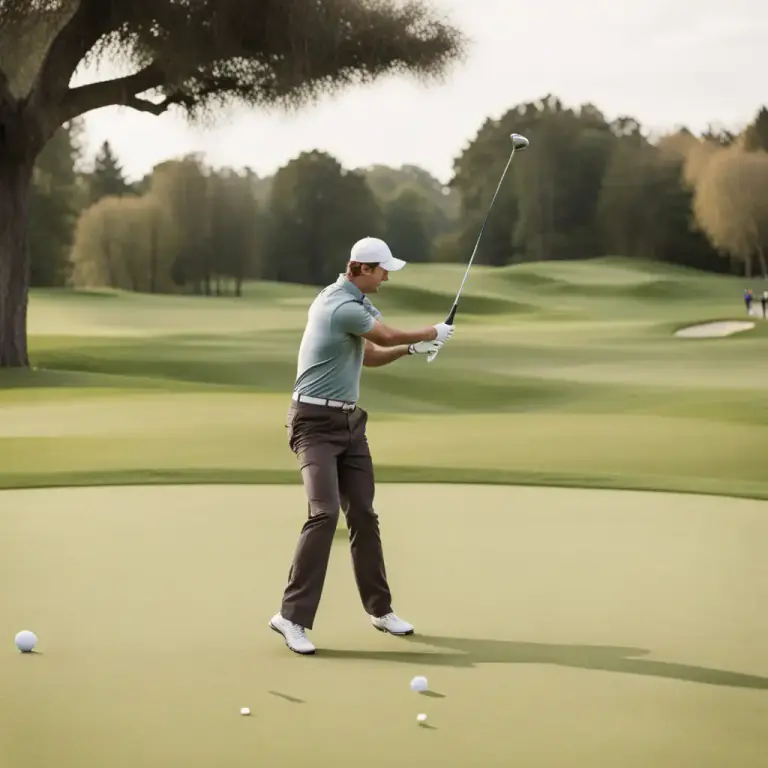 Visual representation of "chip in" - In golf, to make a short, low shot that causes the ball to rise and then fall sharply