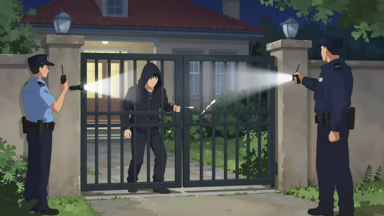 Visual representation of "trespasser" - A person who enters or remains in a place without permission.