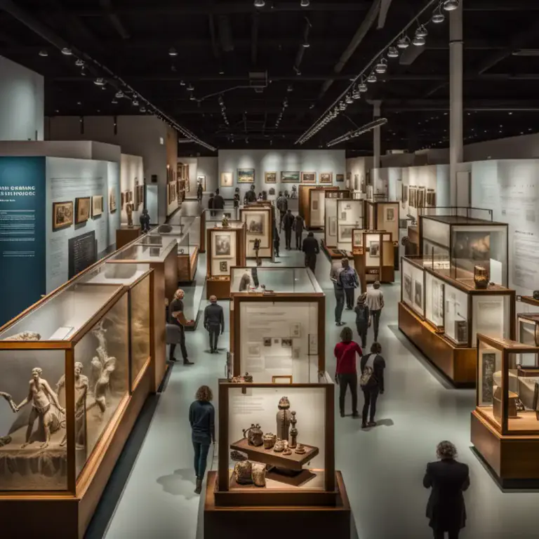 Visual representation of "exhibit" - an object or collection of objects displayed for the public to see