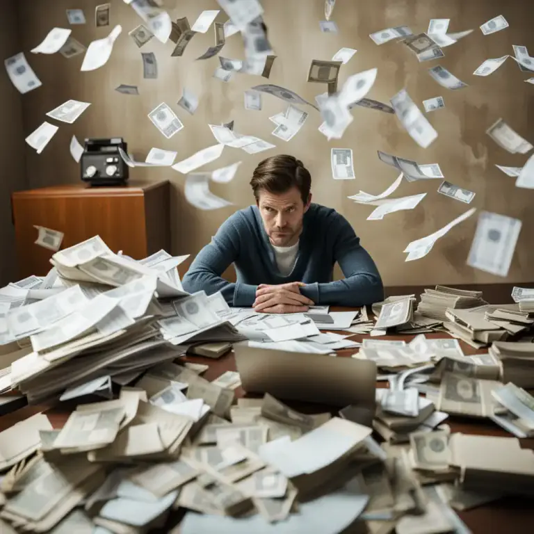 Visual representation of "in a hole" - Owing more money than one currently has.